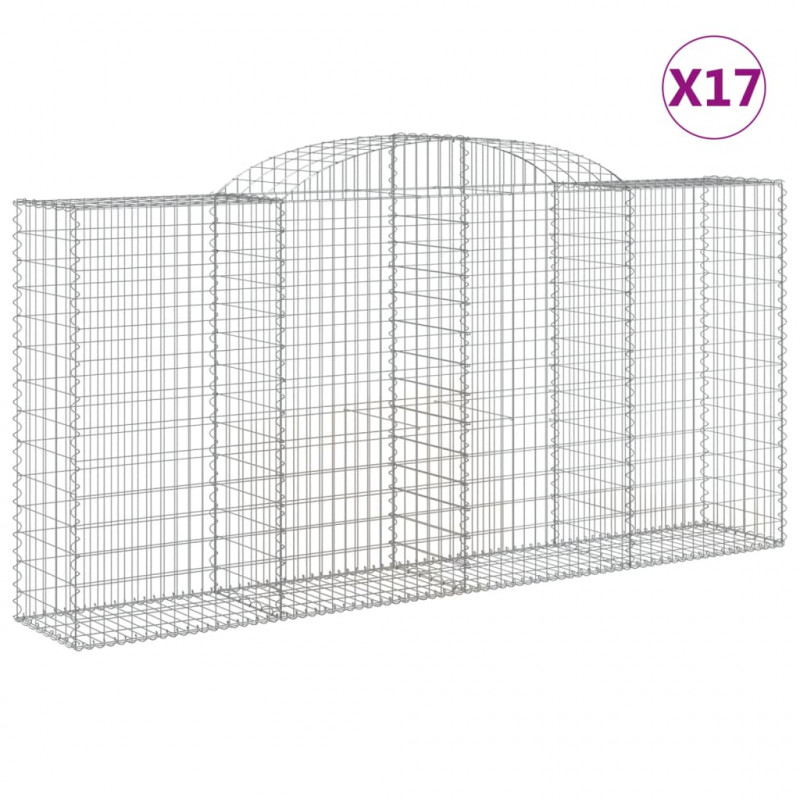 Kosze gabionowe, 17 szt, 300x50x140/160cm, galwanizowane żelazo