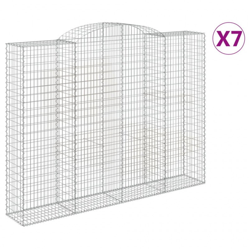 Kosze gabionowe, 7 szt, 300x50x220/240 cm, galwanizowane żelazo