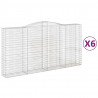 Kosze gabionowe, 6 szt, 400x50x200/220 cm, galwanizowane żelazo