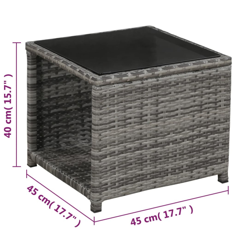 3-cz. zestaw mebli bistro z poduszkami, rattan PE, szary