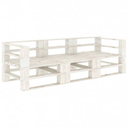 Ogrodowa sofa 3-osobowa z palet, drewniana, biała