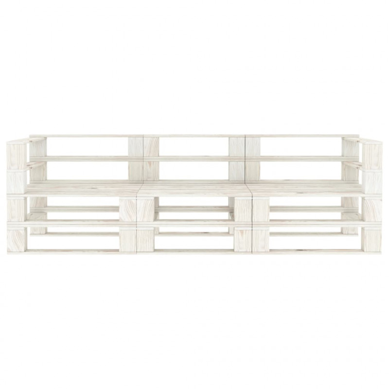 Ogrodowa sofa 3-osobowa z palet, drewniana, biała