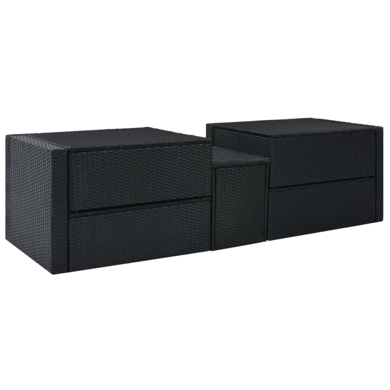 5-cz. zestaw mebli do ogrodu z poduszkami, rattan PE, czarny