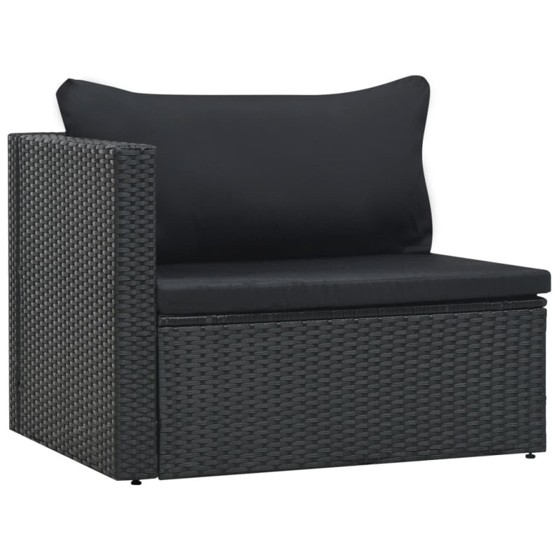 5-cz. zestaw mebli do ogrodu z poduszkami, rattan PE, czarny