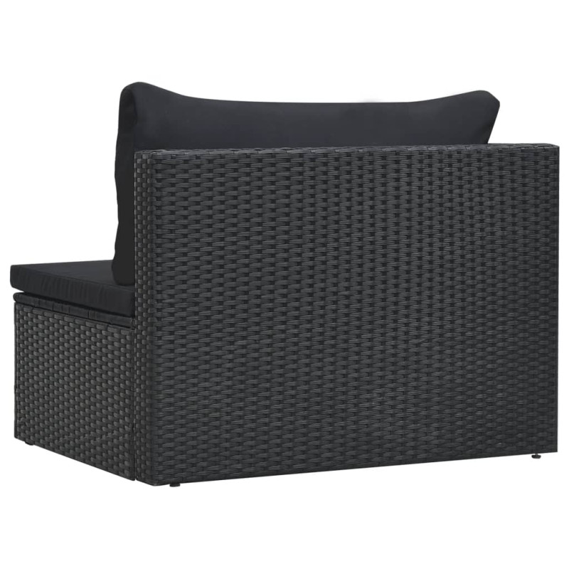 5-cz. zestaw mebli do ogrodu z poduszkami, rattan PE, czarny