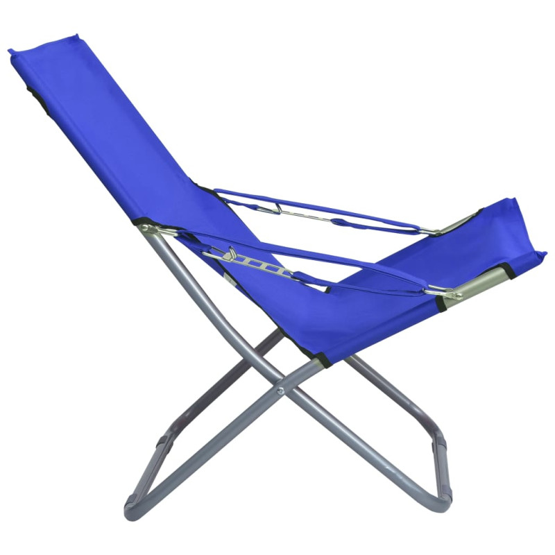 Składane krzesła plażowe, 2 szt., tkanina, niebieskie