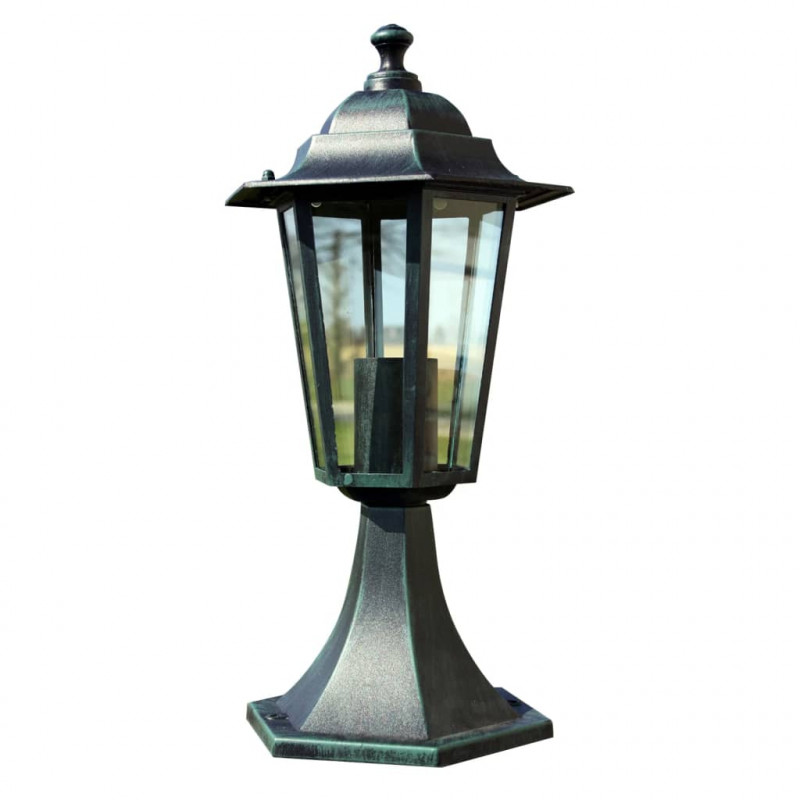 Lampy ogrodowe, 2 szt., ciemnozielone/czarne, aluminium