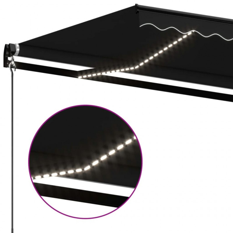 Ręcznie zwijana markiza z LED, 600x350 cm, antracytowa