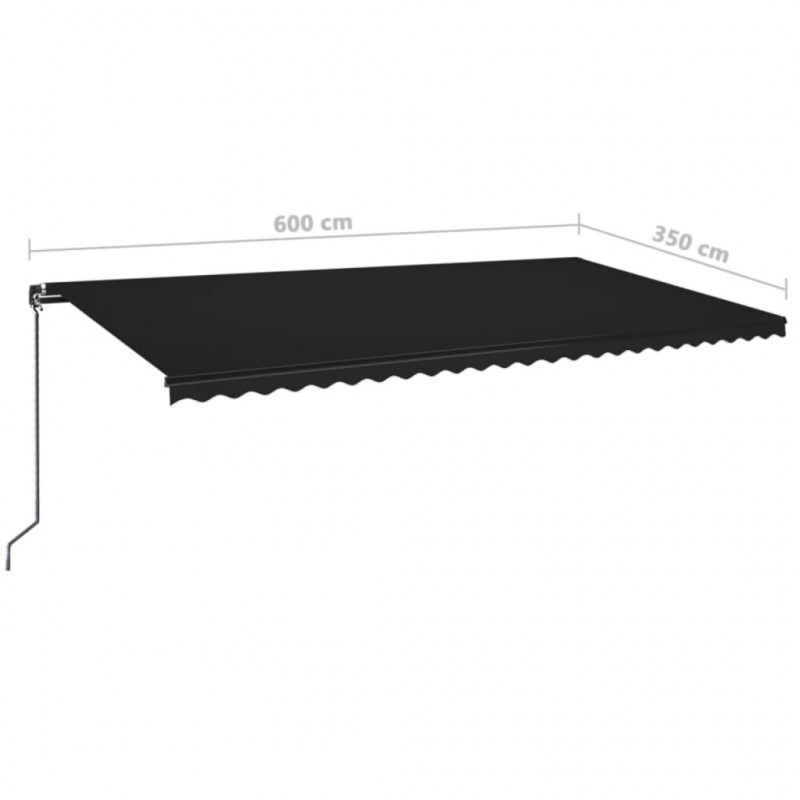 Ręcznie zwijana markiza z LED, 600x350 cm, antracytowa