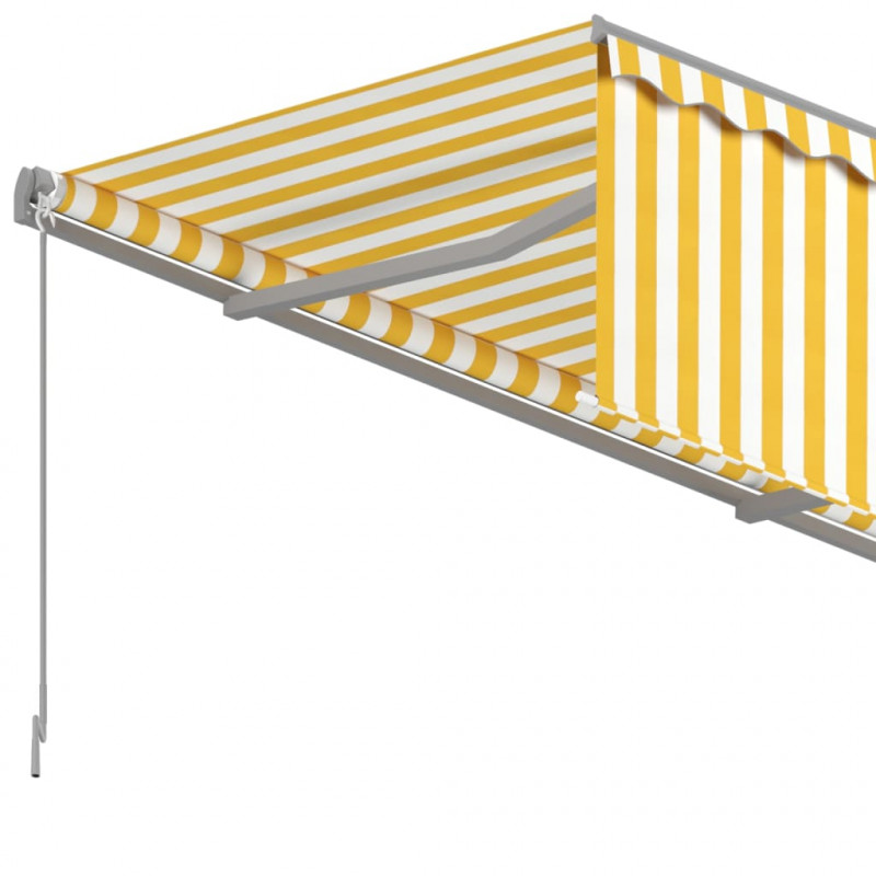 Ręcznie zwijana markiza z zasłoną, 5x3 m, żółto-biała