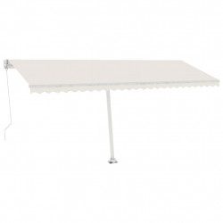 Ręcznie zwijana markiza z LED, 500 x 300 cm, kremowa