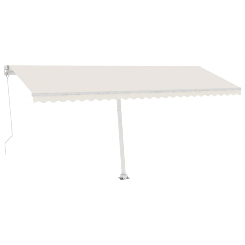 Ręcznie zwijana markiza z LED, 500 x 300 cm, kremowa