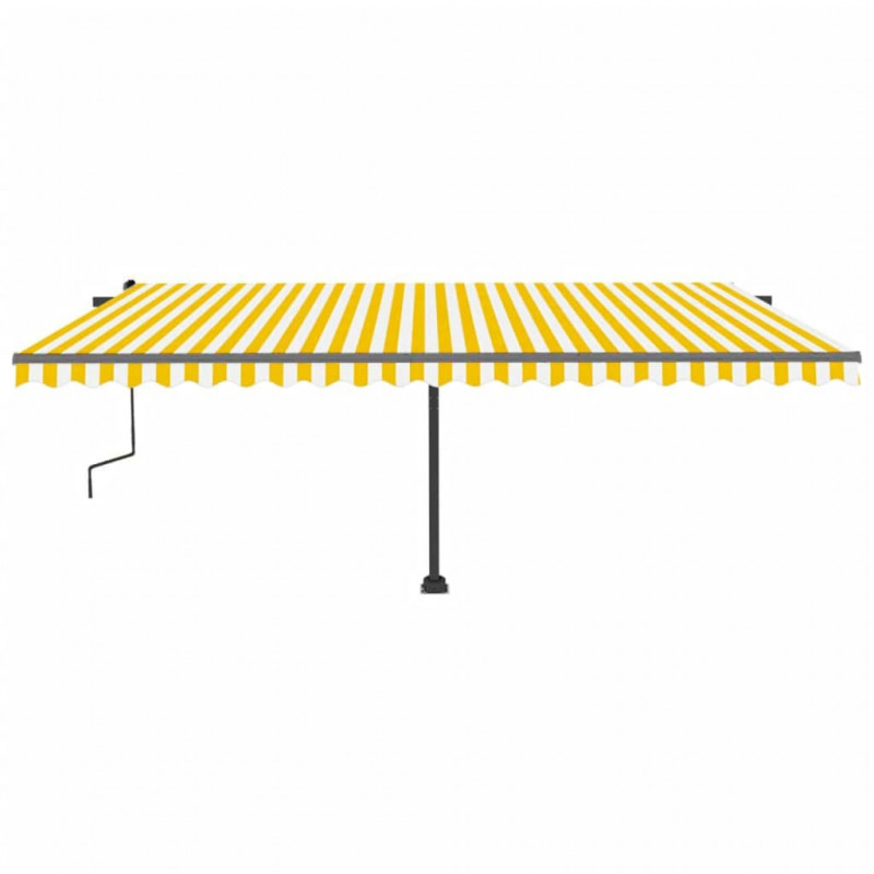 Ręcznie zwijana markiza z LED, 500 x 300 cm, żółto-biała