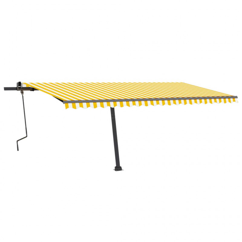 Ręcznie zwijana markiza z LED, 500 x 300 cm, żółto-biała