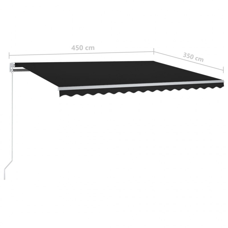 Ręcznie zwijana markiza z LED, 4,5x3,5 m, antracytowa