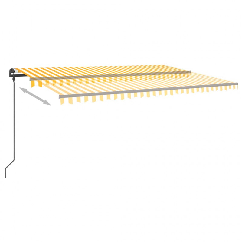 Ręcznie zwijana markiza z LED, 5x3,5 m, żółto-biała
