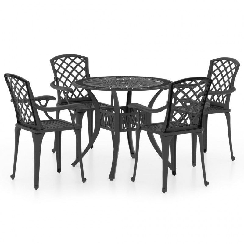 5-cz. zestaw mebli bistro ze stopu aluminium, czarny