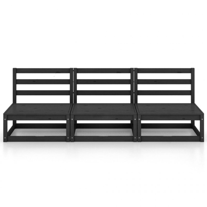 3-osobowa sofa ogrodowa, czarna, lite drewno sosnowe