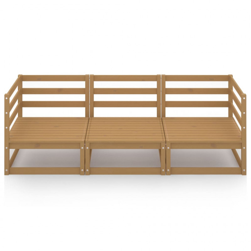 3-osobowa sofa ogrodowa, miodowy brąz, lite drewno sosnowe