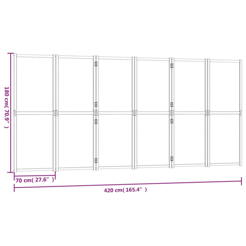 Parawan 6-panelowy, czarny, 420 x 180 cm