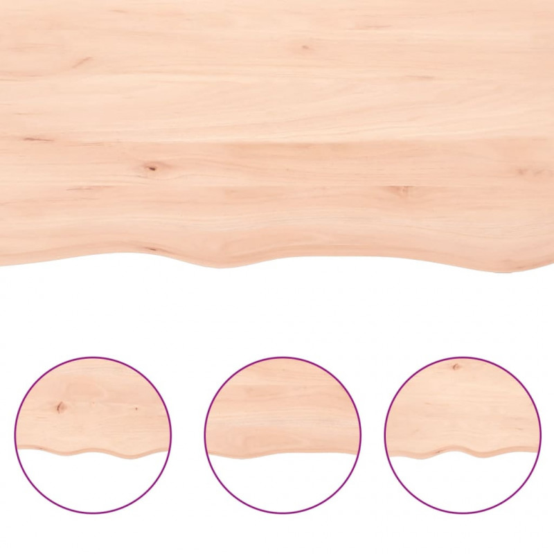 Półka, 140x30x(2-4) cm, surowe lite drewno dębowe