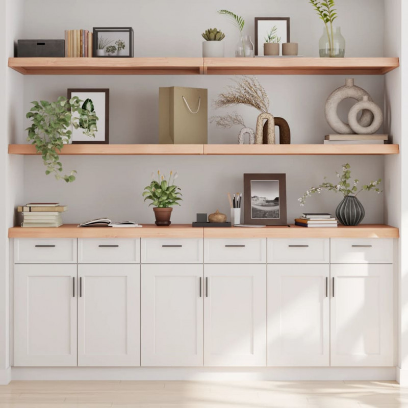 Półka, 220x60x(2-6) cm, surowe lite drewno dębowe