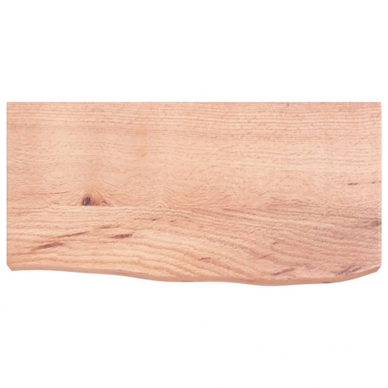 Półka, brązowa, 60x30x(2-6) cm, lakierowane lite drewno dębowe