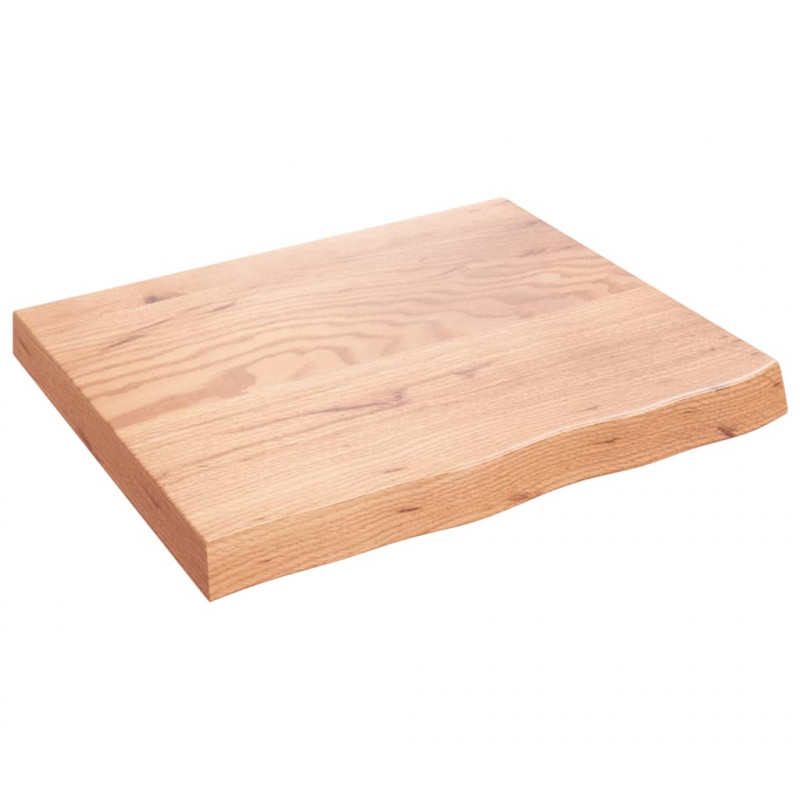 Półka, brązowa, 60x50x(2-6) cm, lakierowane lite drewno dębowe