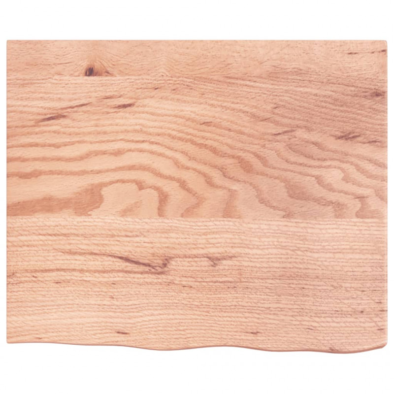 Półka, brązowa, 60x50x(2-6) cm, lakierowane lite drewno dębowe