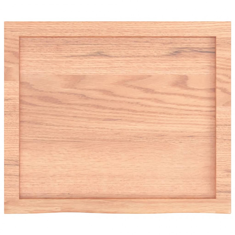 Półka, brązowa, 60x50x(2-6) cm, lakierowane lite drewno dębowe