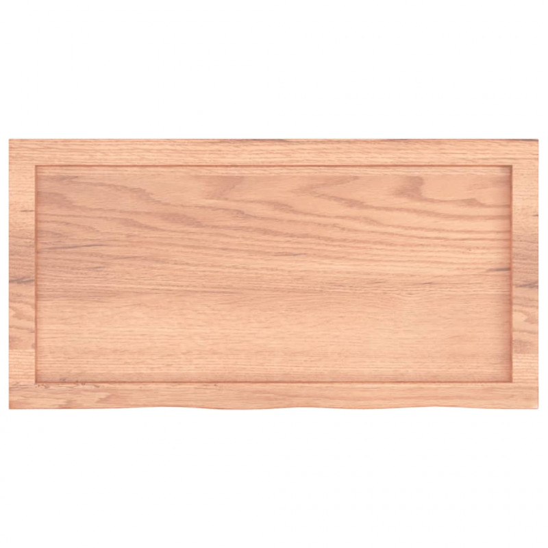 Półka, brązowa, 80x40x(2-6) cm, lakierowane lite drewno dębowe