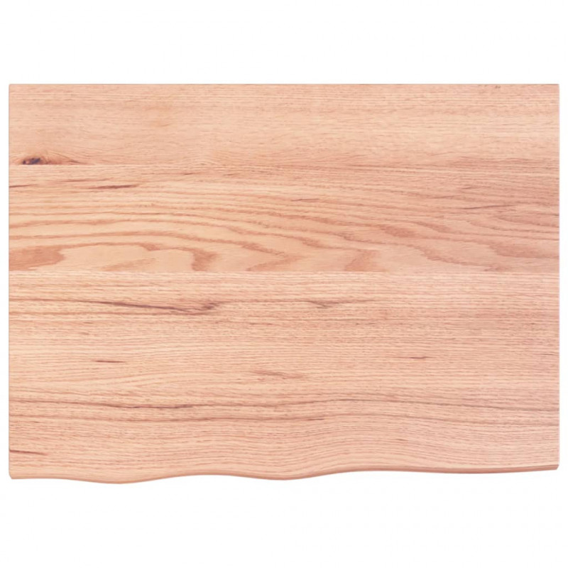 Półka, brązowa, 80x60x(2-6) cm, lakierowane lite drewno dębowe