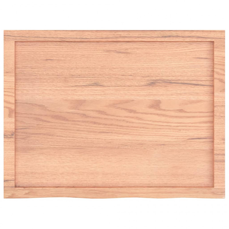 Półka, brązowa, 80x60x(2-6) cm, lakierowane lite drewno dębowe