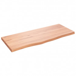 Półka, brązowa, 100x40x(2-4) cm, lakierowane lite drewno dębowe