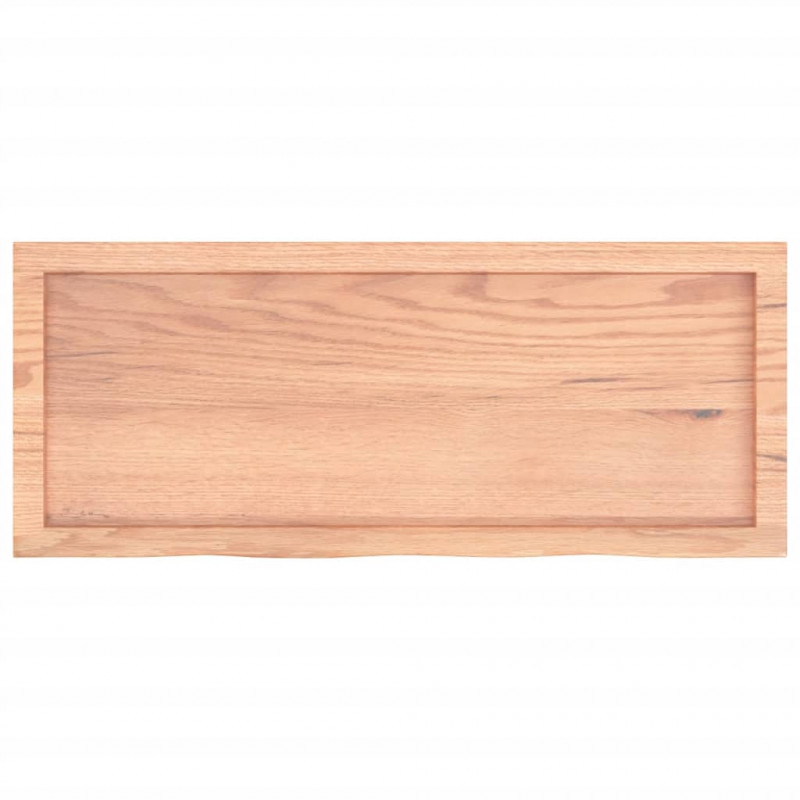 Półka, brązowa, 100x40x(2-4) cm, lakierowane lite drewno dębowe