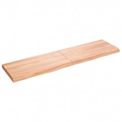 Półka, brązowa, 120x30x(2-4) cm, lakierowane lite drewno dębowe