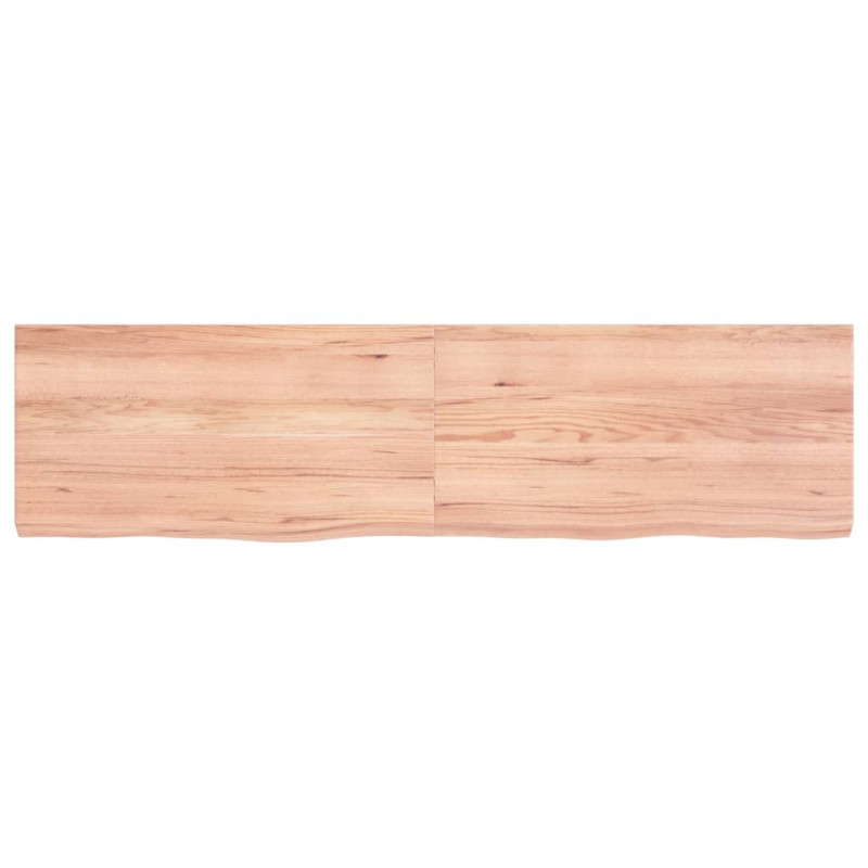 Półka, brązowa, 120x30x(2-4) cm, lakierowane lite drewno dębowe