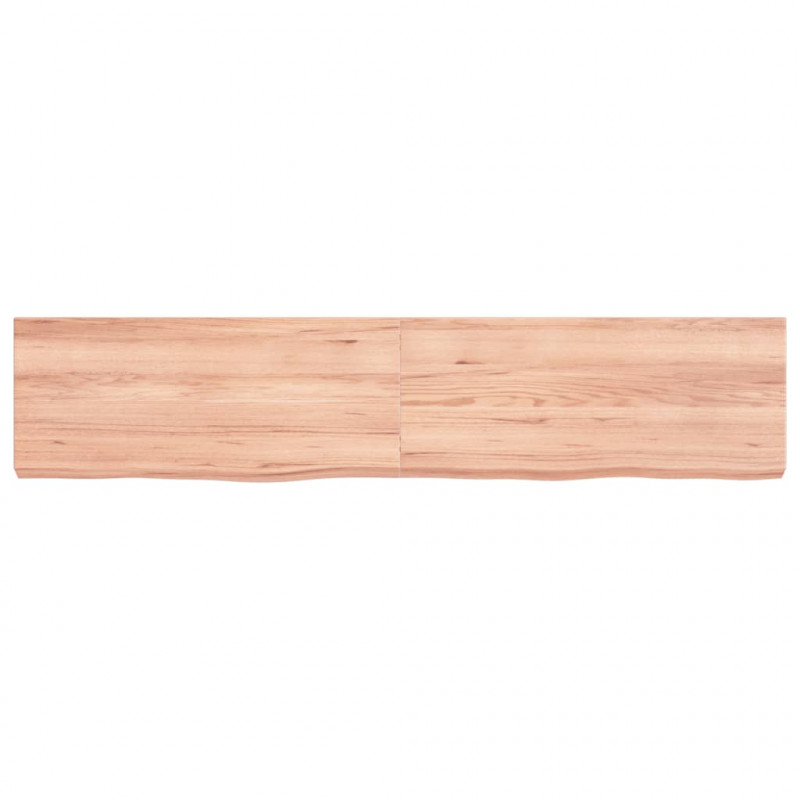 Półka, brązowa, 140x30x(2-6) cm, lakierowane lite drewno dębowe