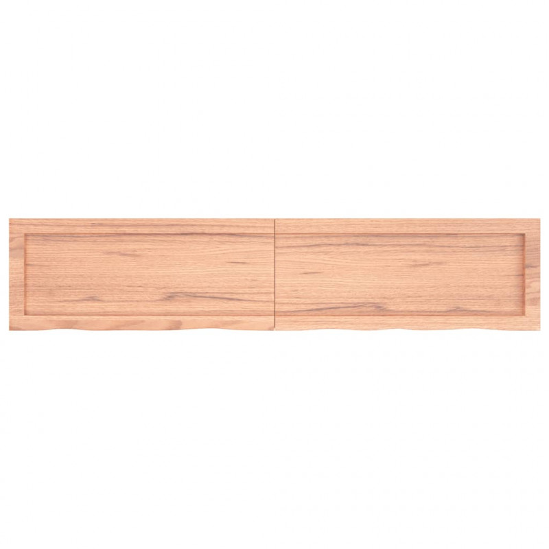 Półka, brązowa, 140x30x(2-6) cm, lakierowane lite drewno dębowe