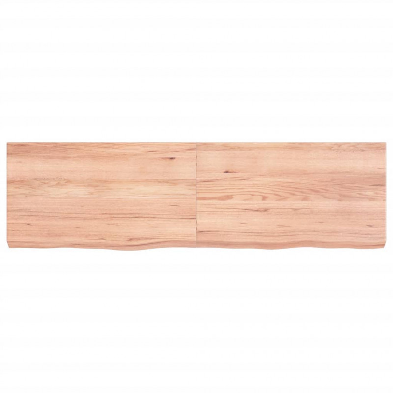 Półka, brązowa, 140x40x(2-6) cm, lakierowane lite drewno dębowe