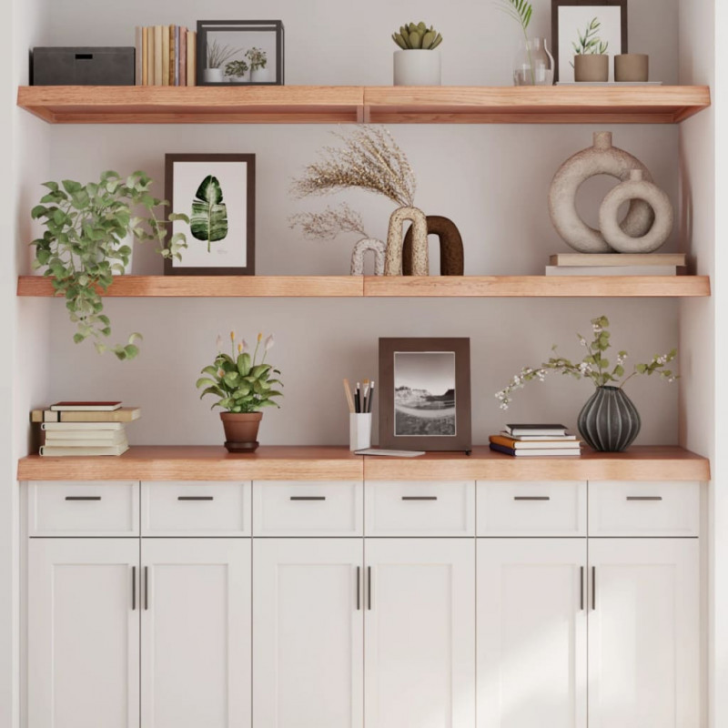 Półka, brązowa, 160x60x(2-6) cm, lakierowane lite drewno dębowe