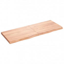 Półka, brązowa, 160x60x(2-6) cm, lakierowane lite drewno dębowe