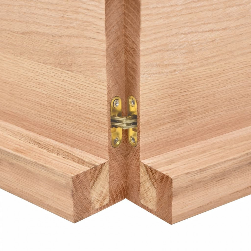 Półka, brązowa, 160x60x(2-6) cm, lakierowane lite drewno dębowe