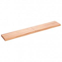Półka, brązowa, 180x30x(2-6) cm, lakierowane lite drewno dębowe