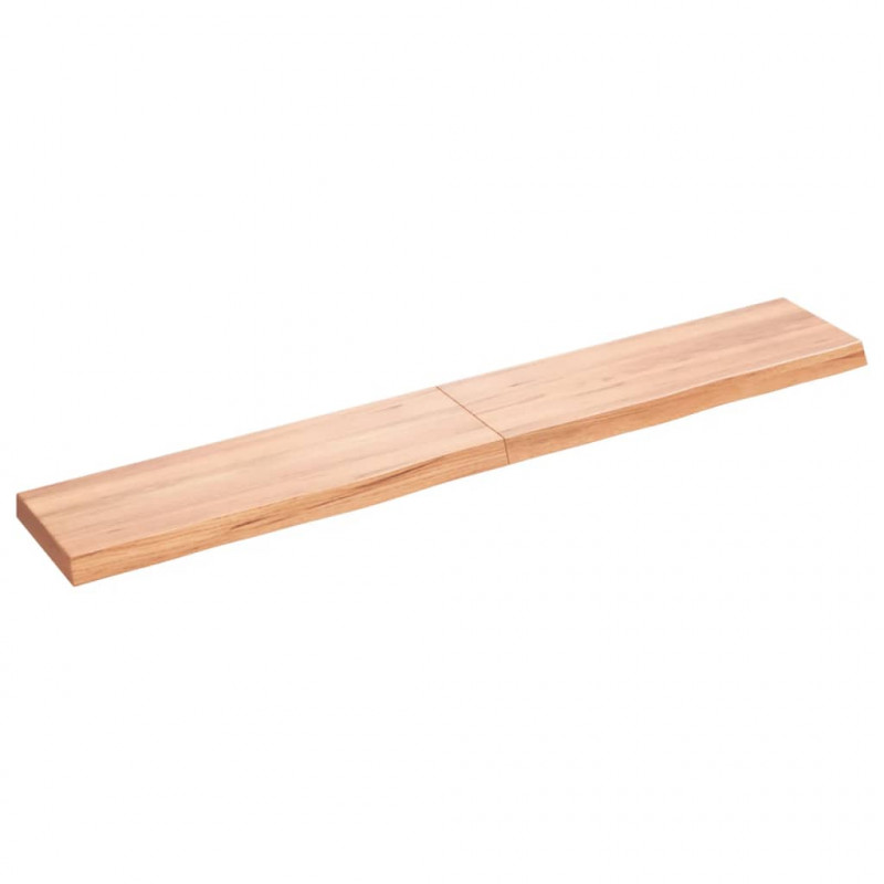 Półka, brązowa, 180x30x(2-6) cm, lakierowane lite drewno dębowe