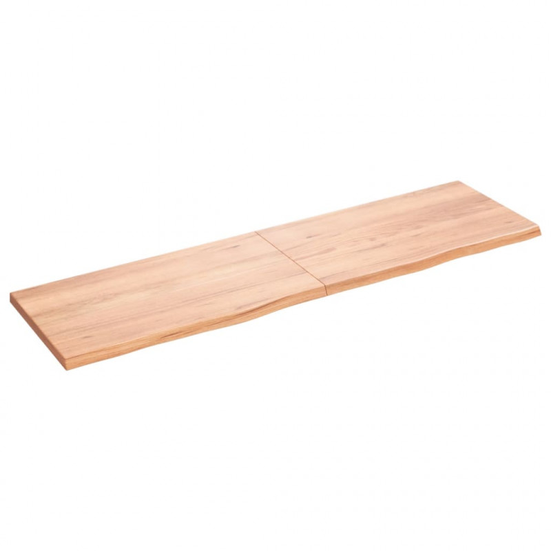 Półka, brązowa, 180x50x(2-4) cm, lakierowane lite drewno dębowe