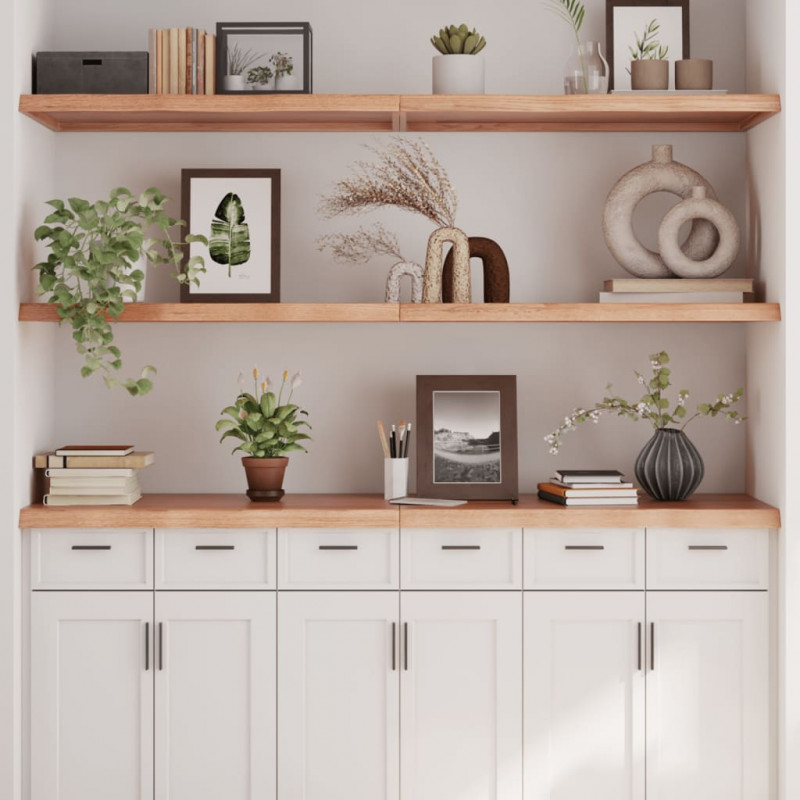 Półka, brązowa, 180x60x(2-4) cm, lakierowane lite drewno dębowe