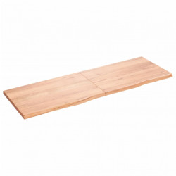 Półka, brązowa, 180x60x(2-4) cm, lakierowane lite drewno dębowe