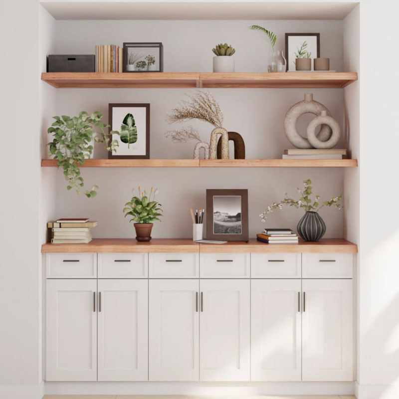 Półka, brązowa, 180x60x(2-4) cm, lakierowane lite drewno dębowe