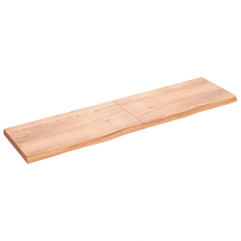 Półka, brązowa, 200x50x(2-6) cm, lakierowane lite drewno dębowe